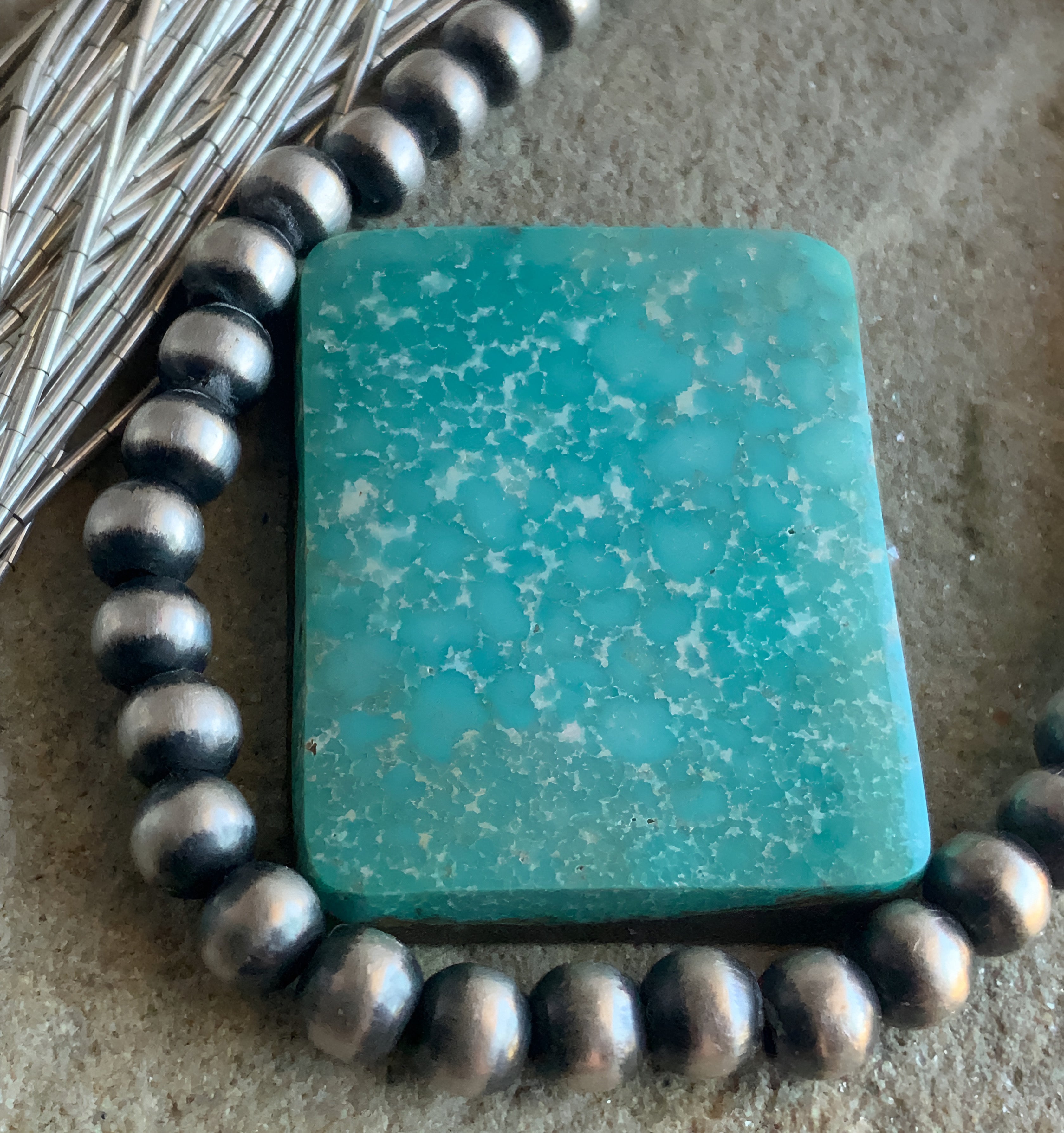 Natural Turquoise Mountain Turquoise Rectangular Cabochon-Arizona Gemstone