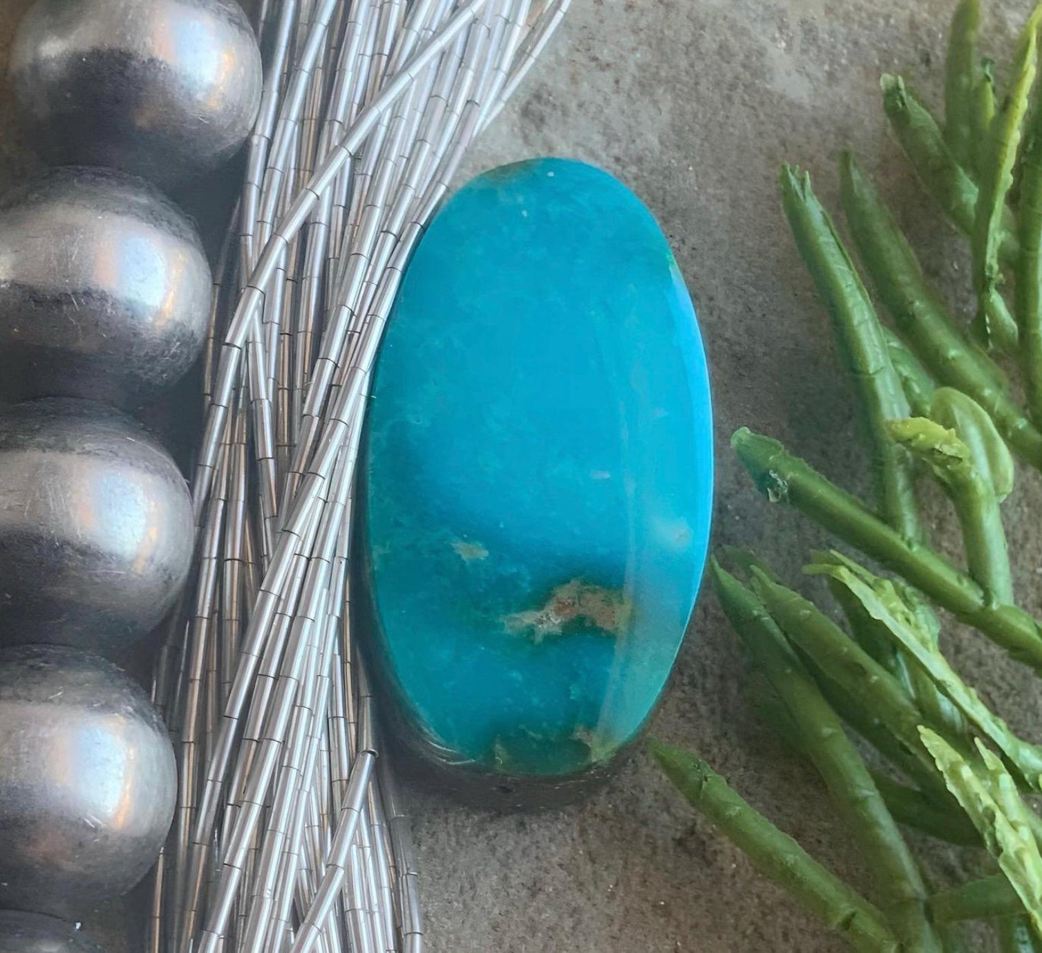 Turquoise Mountain Turquoise Long Oval Cabochon-Arizona Gemstone #TM18