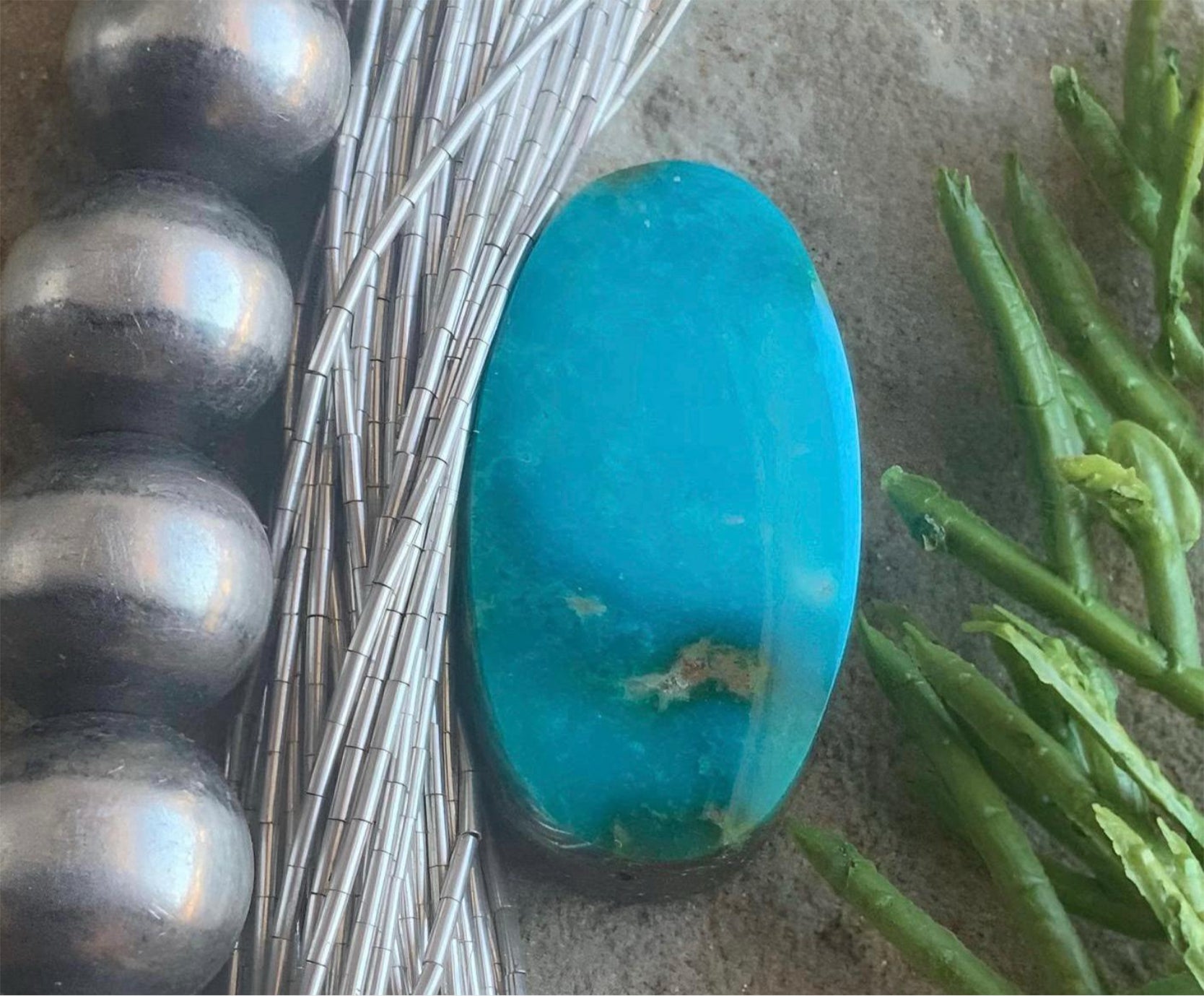 Turquoise Mountain Turquoise Long Oval Cabochon-Arizona Gemstone #TM18
