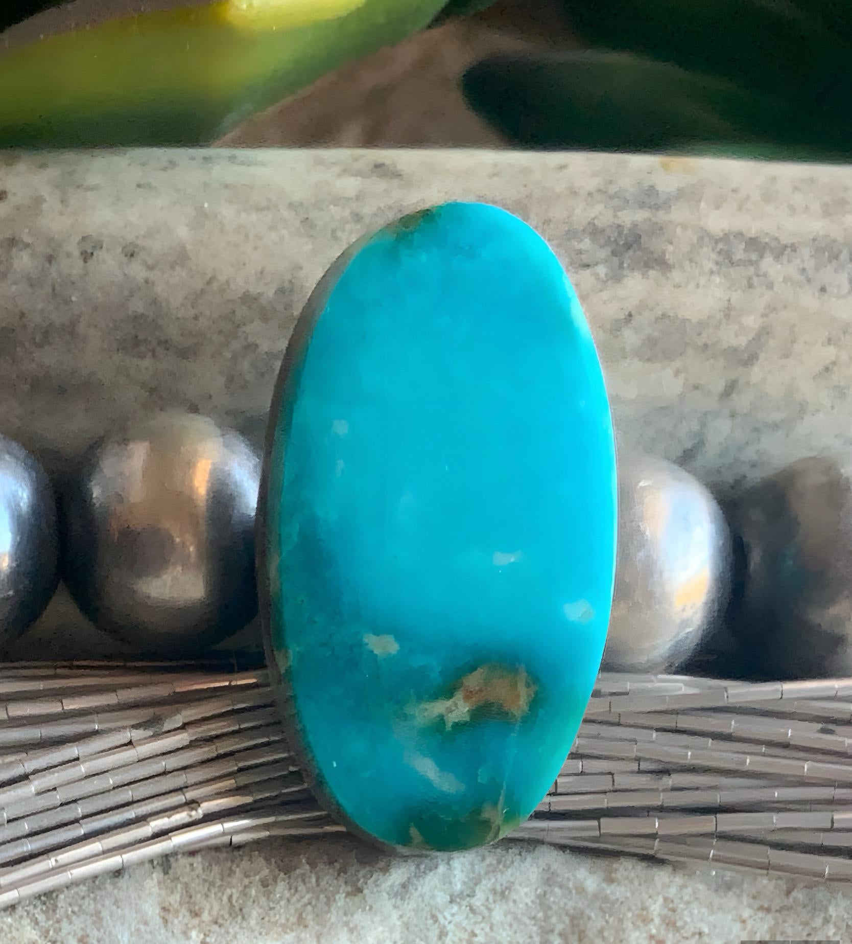 Turquoise Mountain Turquoise Long Oval Cabochon-Arizona Gemstone #TM18