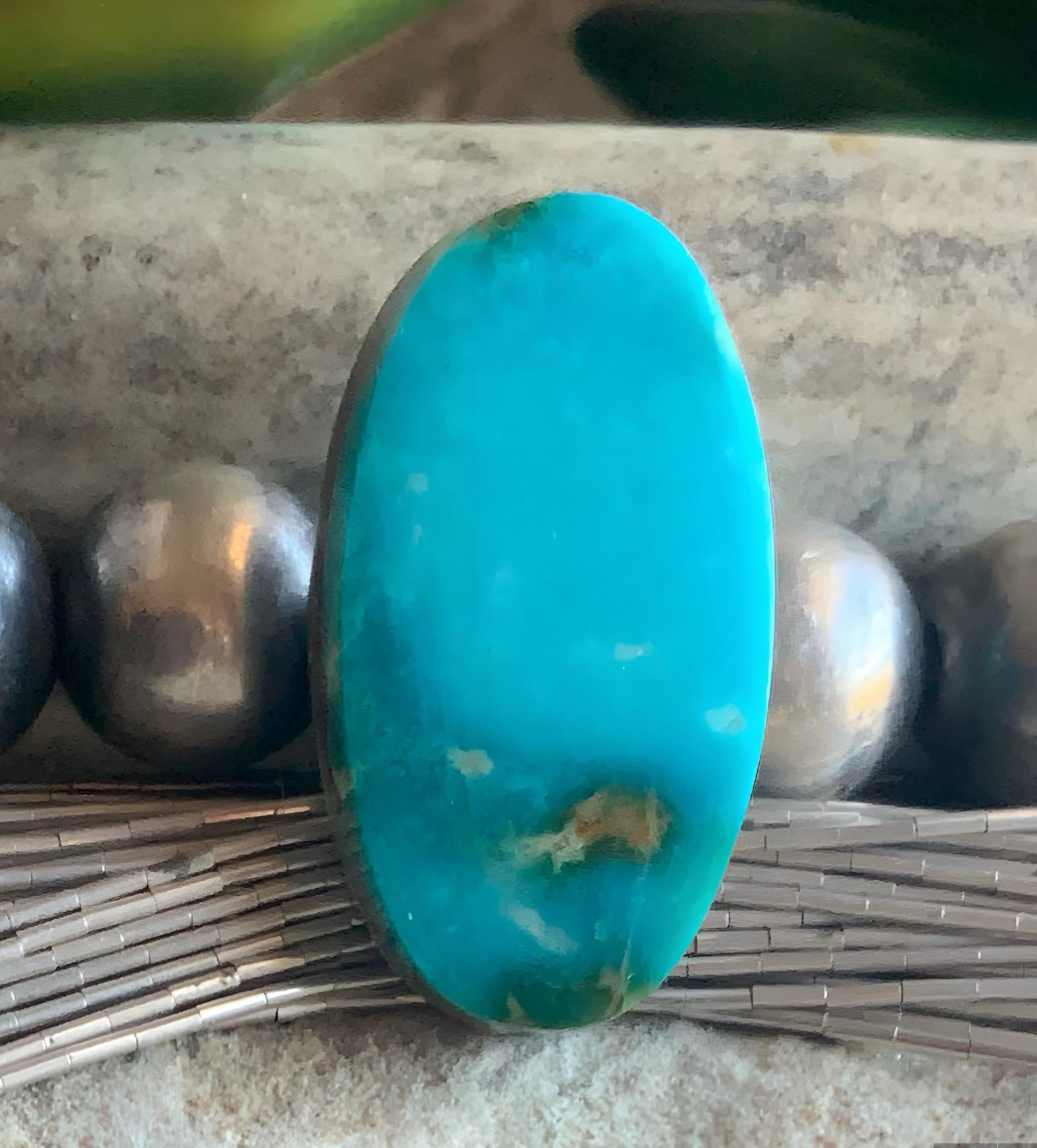 Turquoise Mountain Turquoise Long Oval Cabochon-Arizona Gemstone #TM18