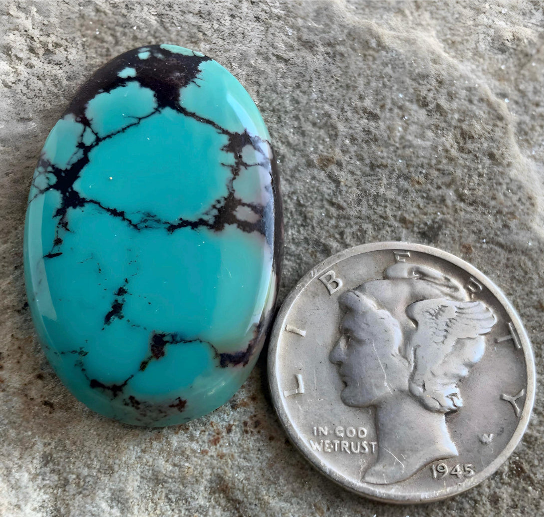 Beautiful Blue Bao Canyon Turquoise Oval Cabochon