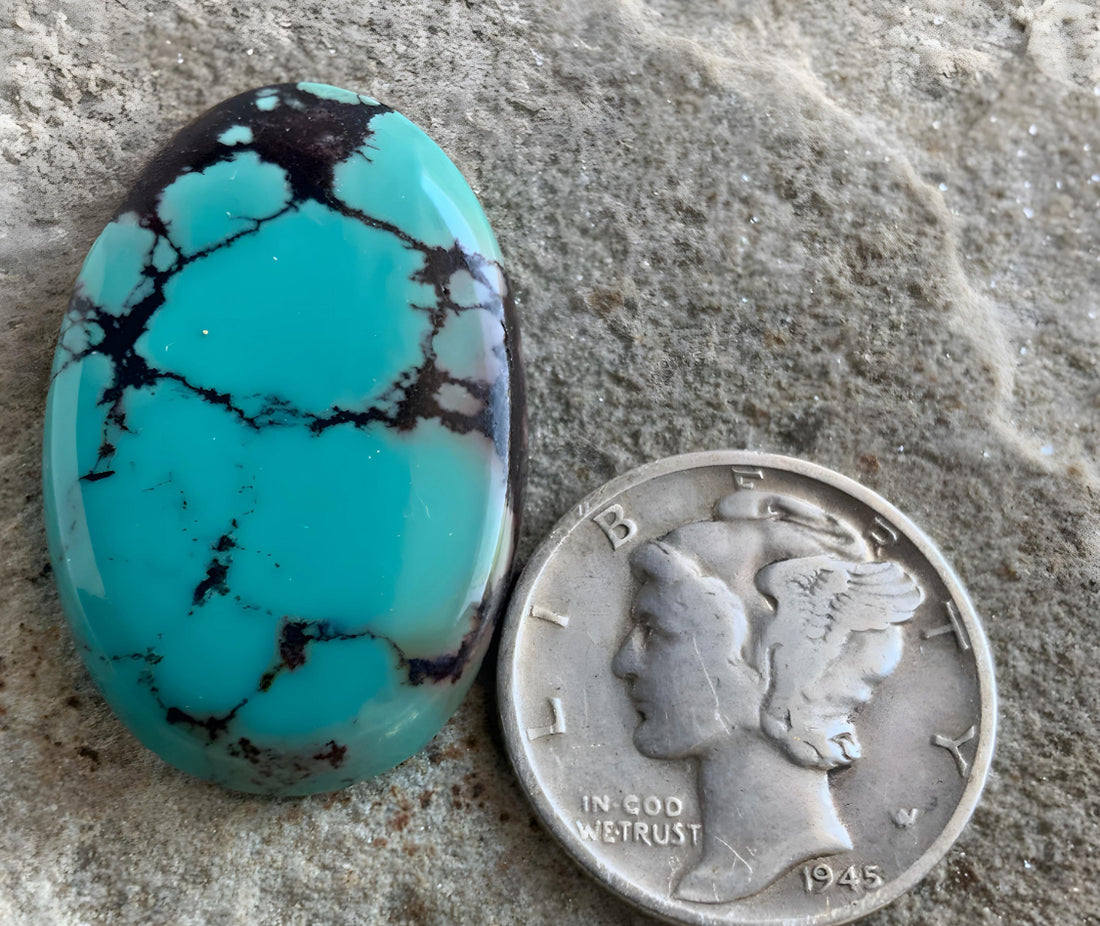 Beautiful Blue Bao Canyon Turquoise Oval Cabochon
