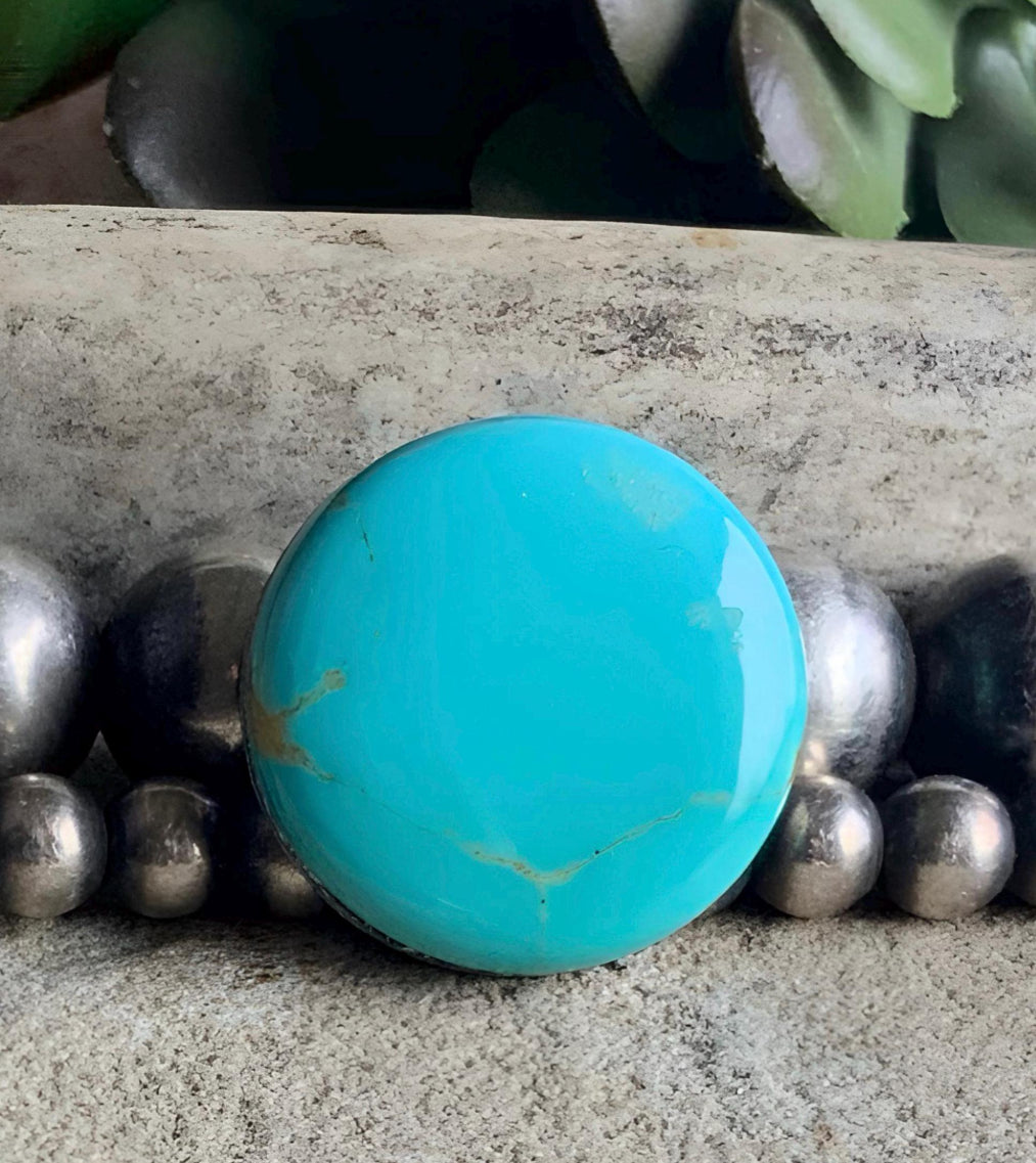 Blue Gem Turquoise Round Cabochon