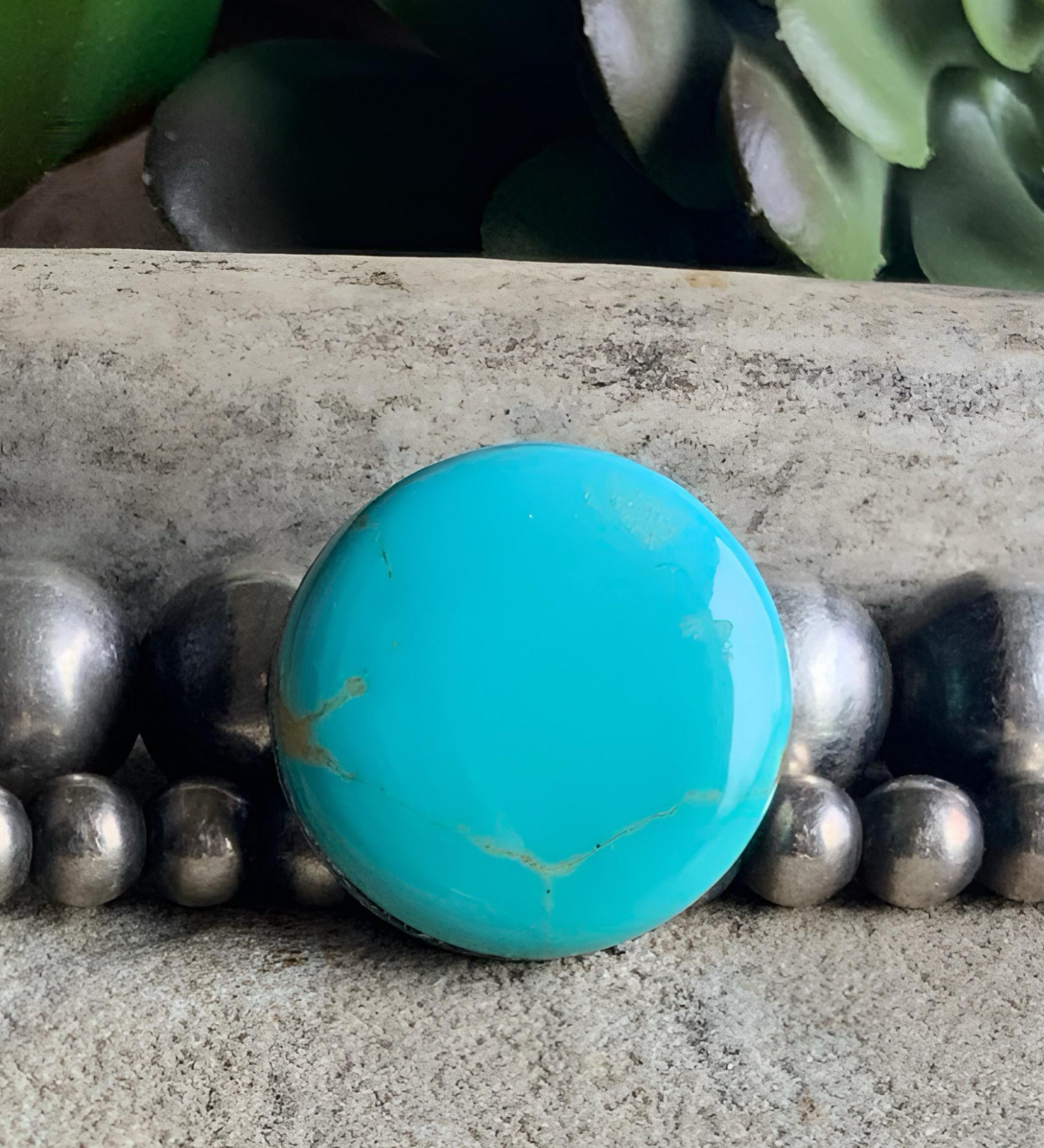 Blue Gem Turquoise Round Cabochon