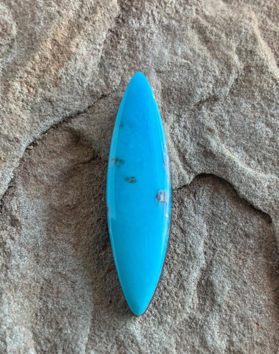 Gorgeous Blue Ithaca Peak Turquoise Marquis Cut Cabochon With Pyrite Flecks