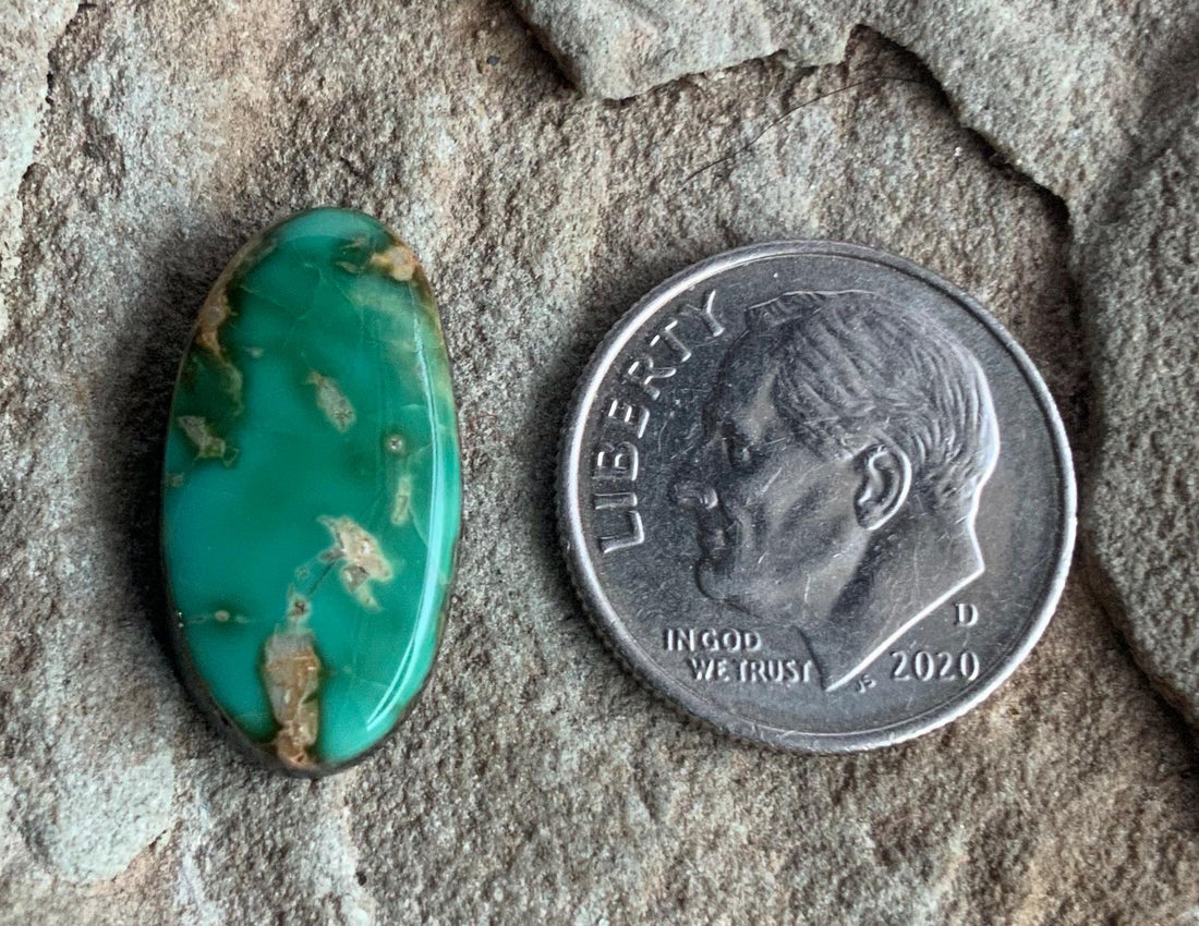 Natural Royston Green Turquoise Oval Cabochon or Polished Stone Cab #R62