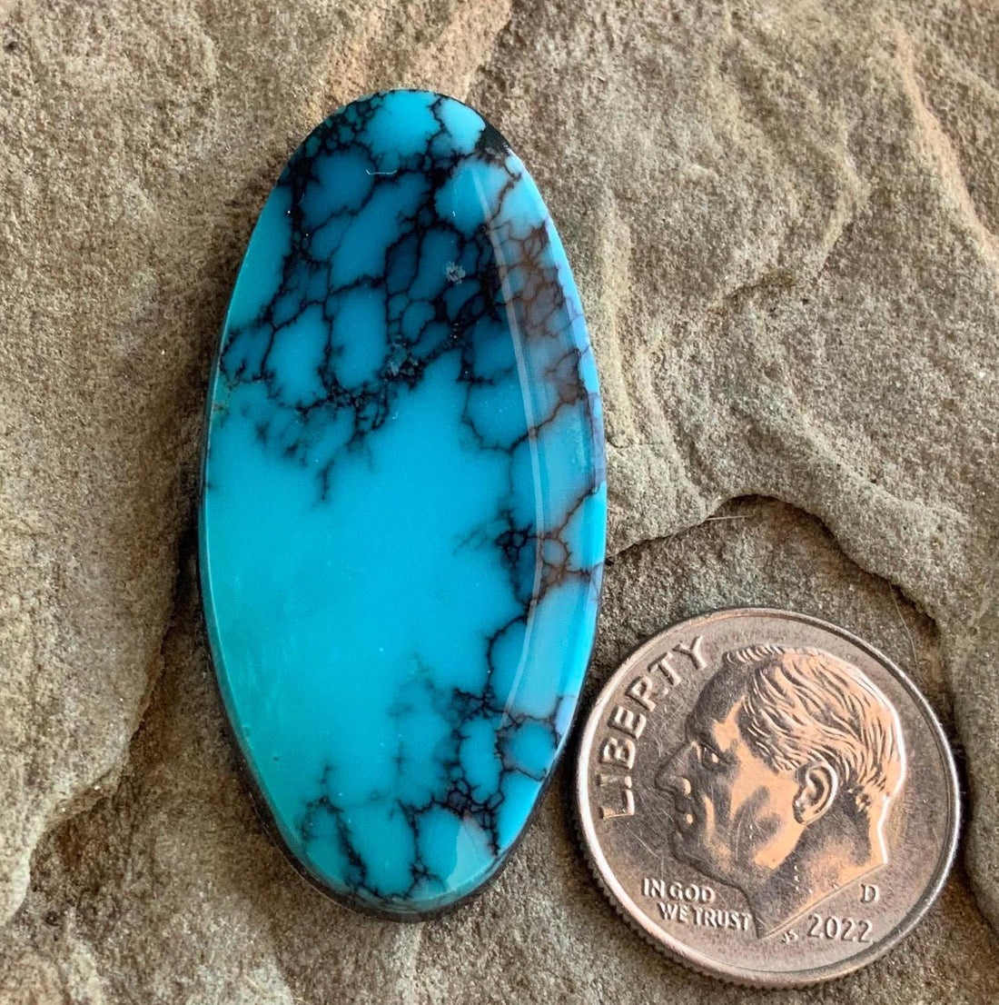 High Grade Cloud Mountain Turquoise Long Oval Cabochon