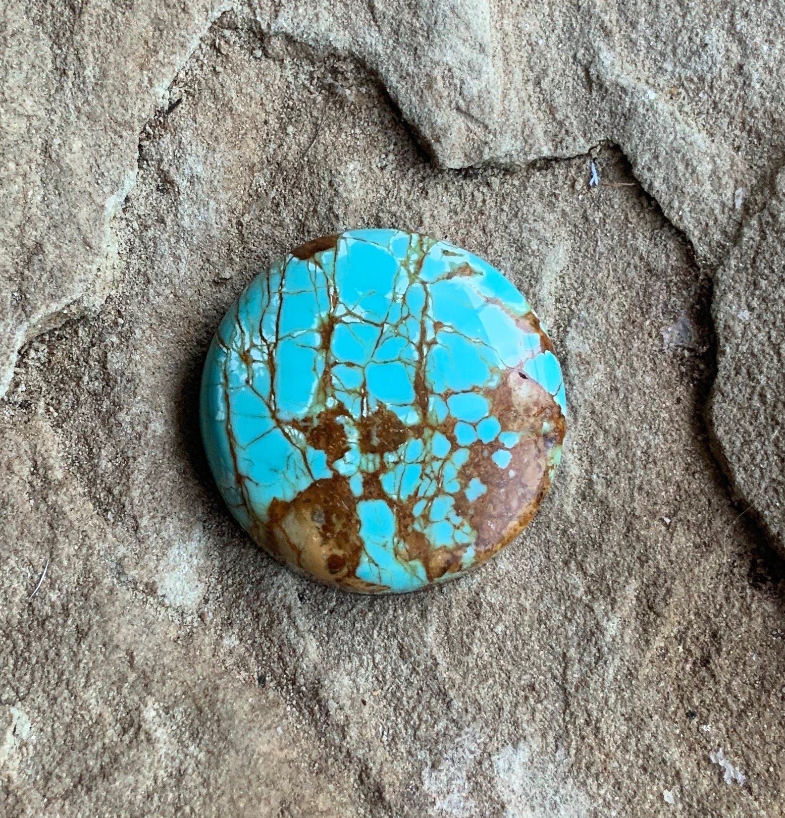 Beautiful Blue Number 8 Turquoise Round Cabochon