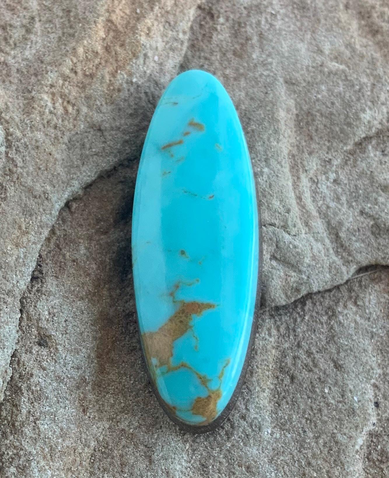 Beautiful Blue Natural Royston Turquoise Long Oval Cabochon