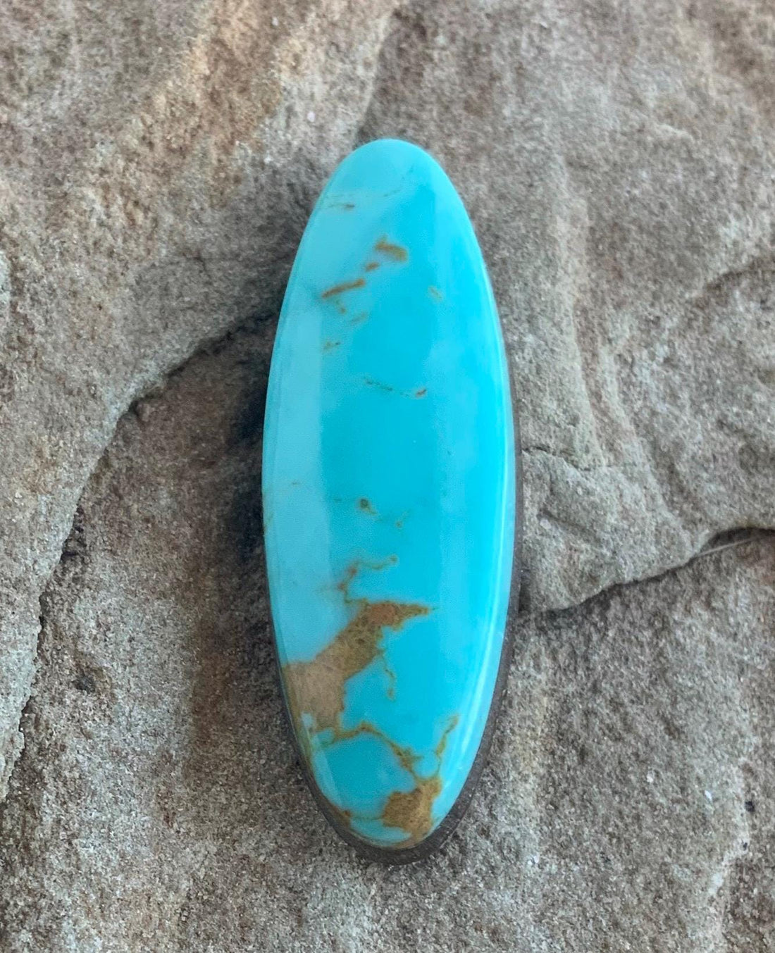 Beautiful Blue Natural Royston Turquoise Long Oval Cabochon