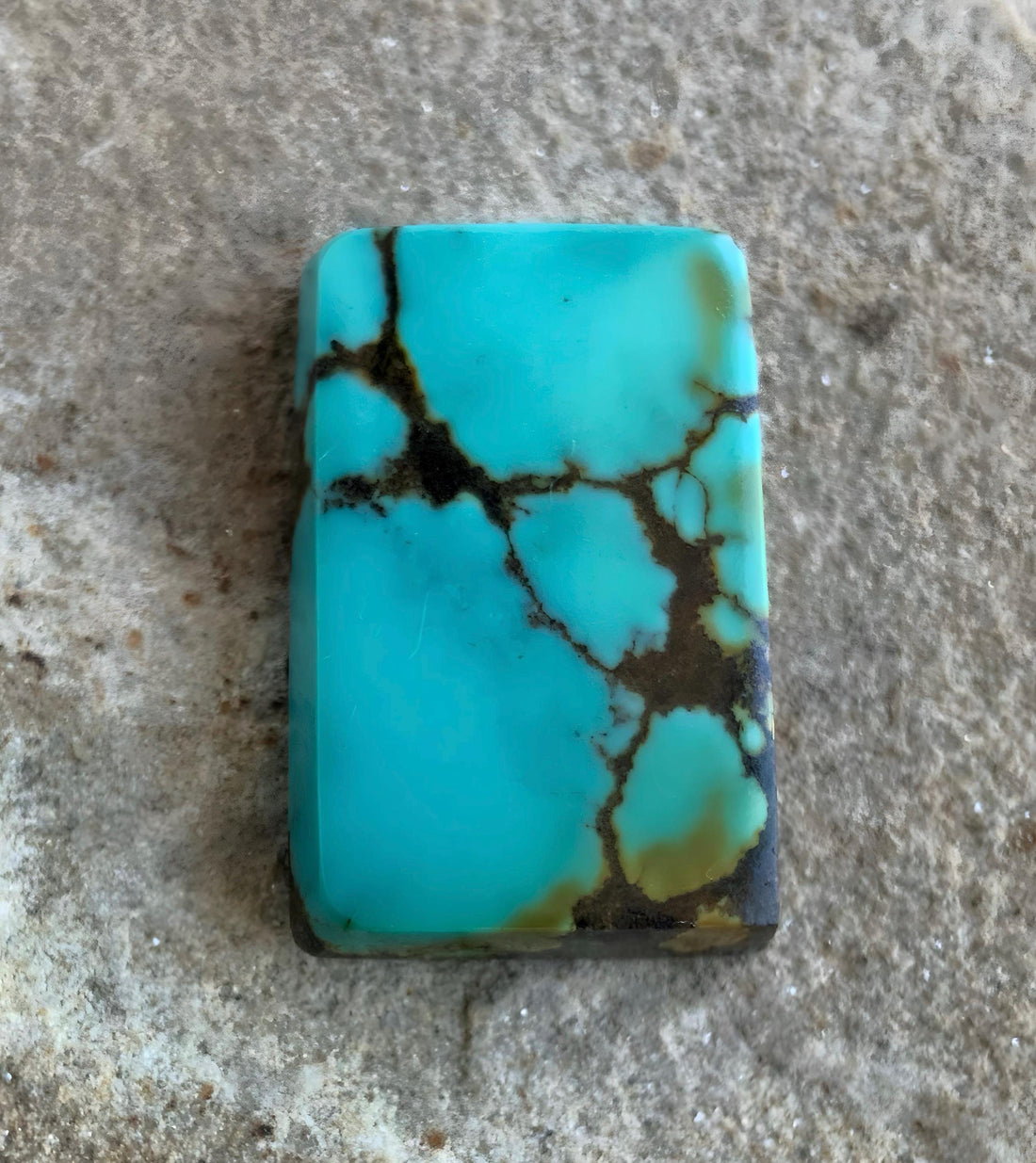 Bao Canyon Turquoise Blue Rectangular Cabochon With Black & Green #BC130