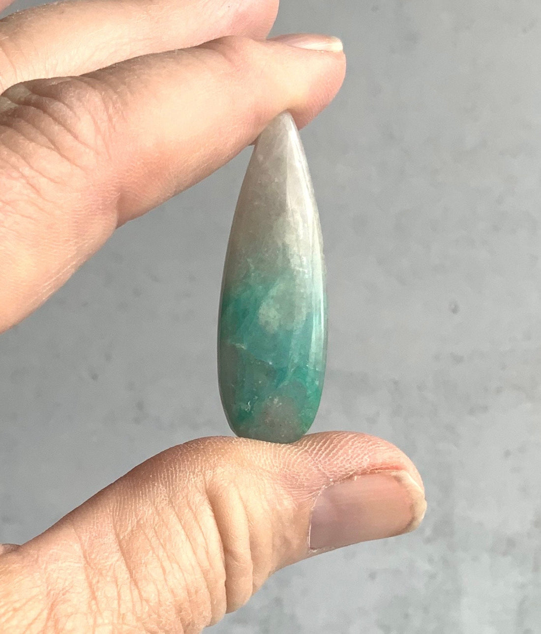 Gorgeous Chrysocolla In Quartz Elongated Teardrop Cabochon