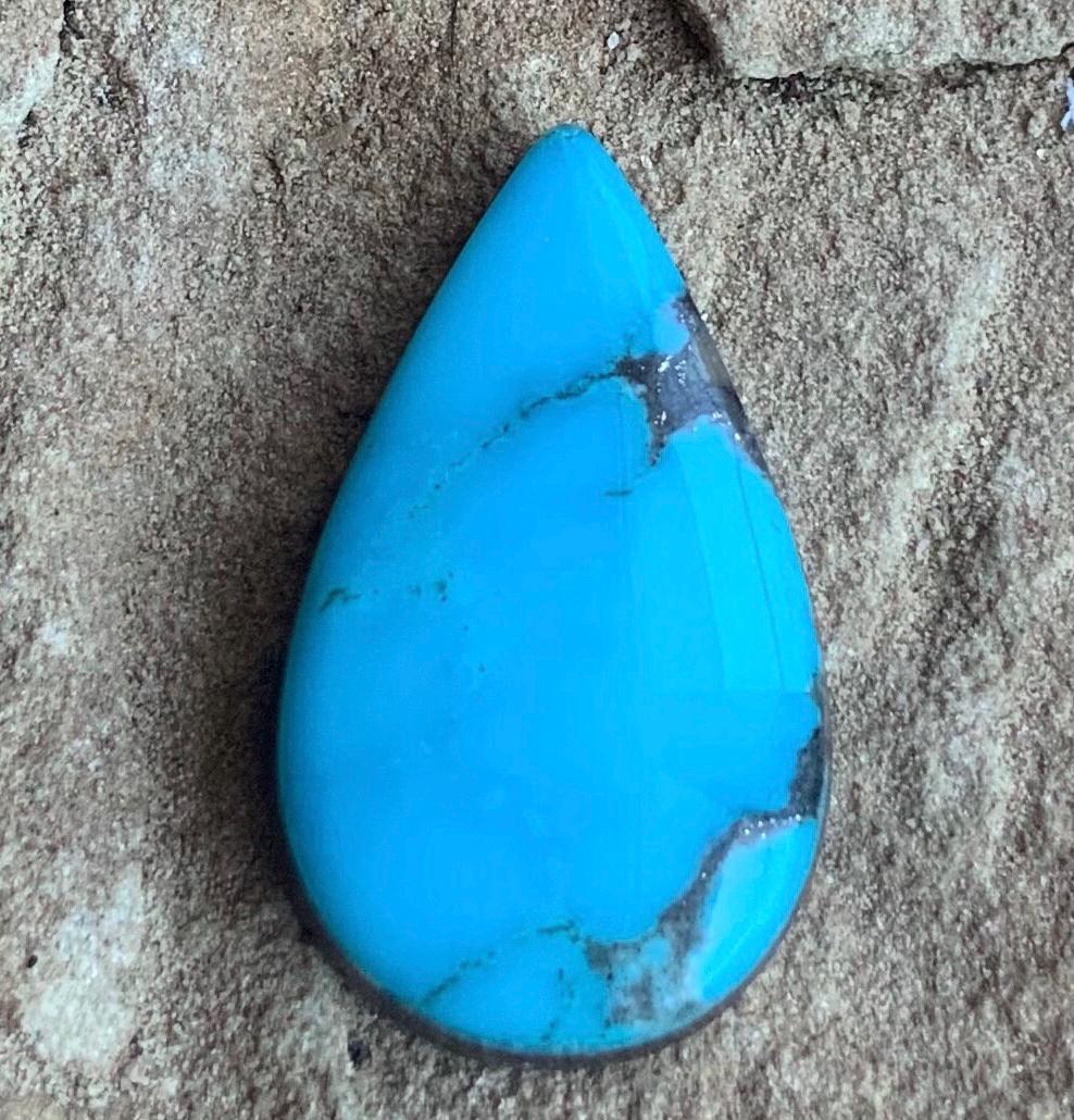 High Grade Blue Ithaca Peak Turquoise Teardrop Cabochon