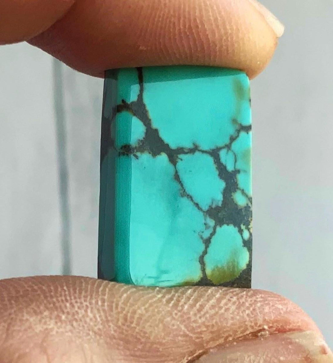 Bao Canyon Turquoise Blue Rectangular Cabochon With Black & Green #BC130