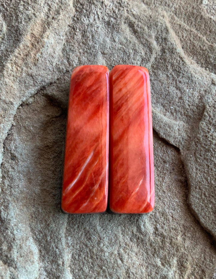 Orange Spiney Oyster Rectangular Earring Cabochons