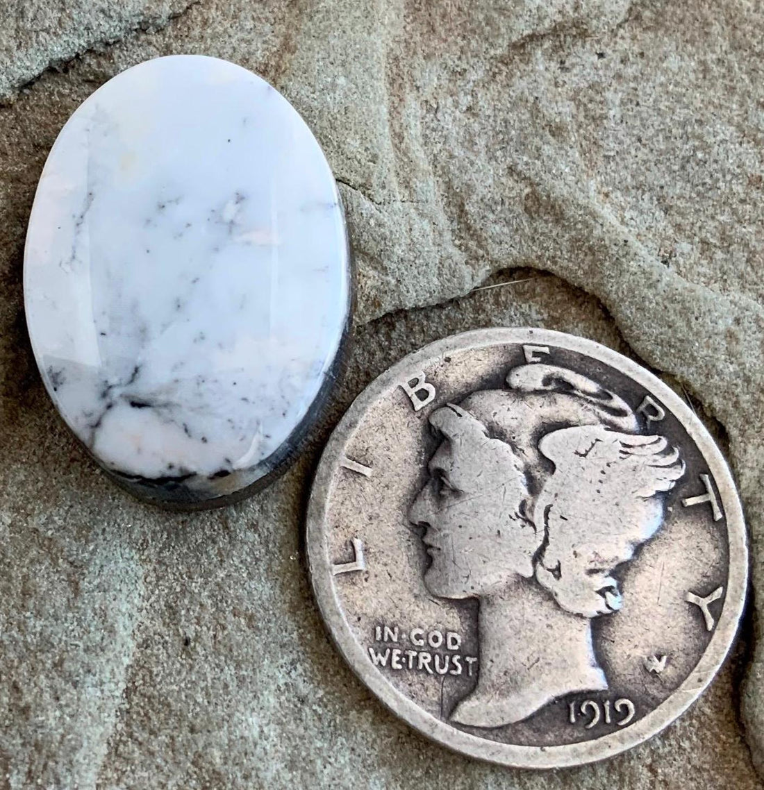 Beautiful Natural White Buffalo Oval Cabochon