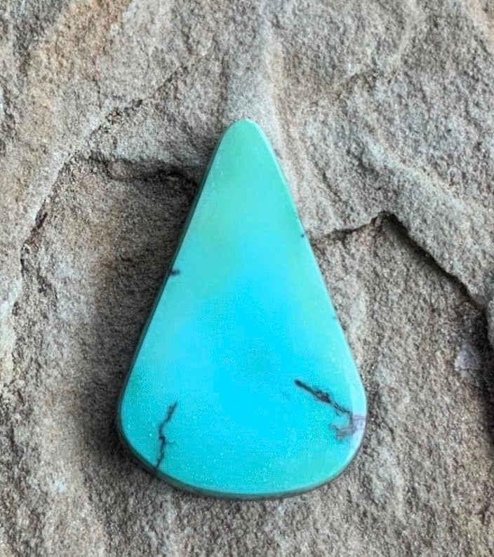 Beautiful Turquoise Mountain Turquoise  Elongated Triangular Cabochon