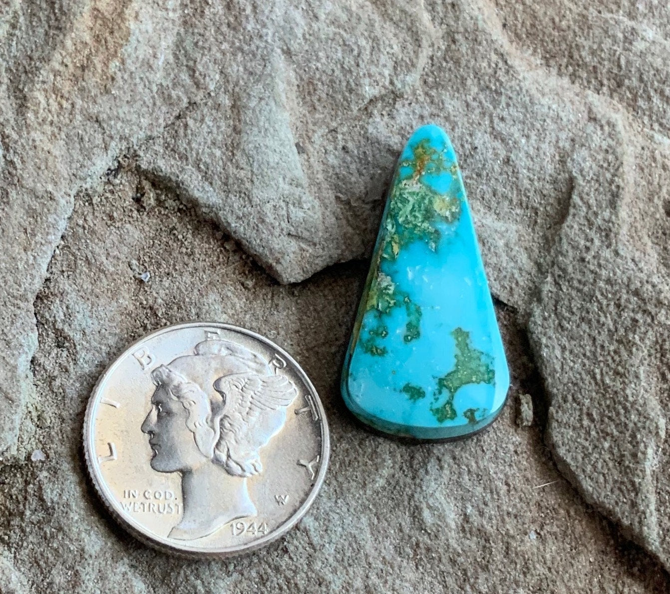 Royston Turquoise Blue & Green Elongated Triangular Cabochon #R63