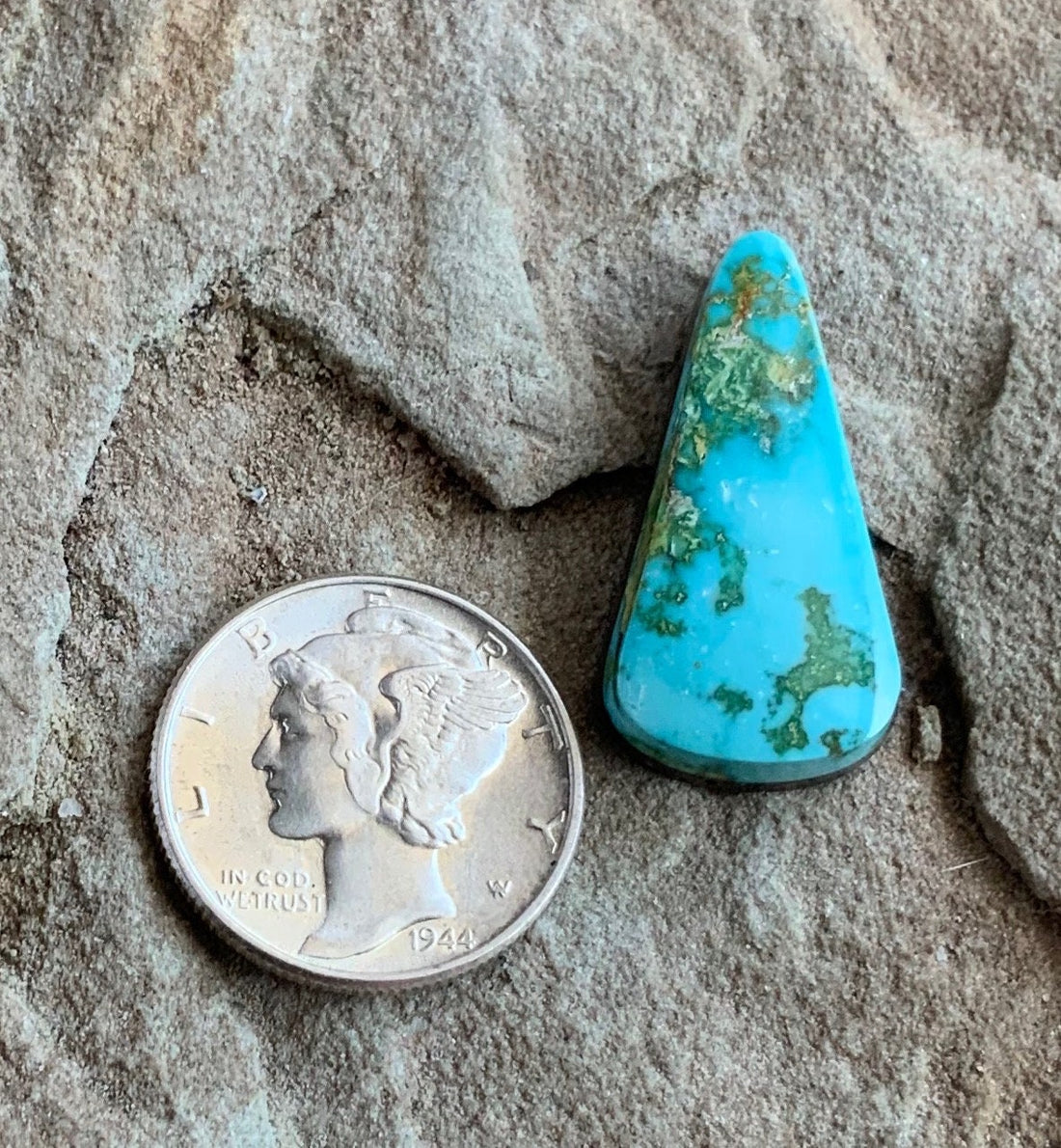 Royston Turquoise Blue & Green Elongated Triangular Cabochon #R63