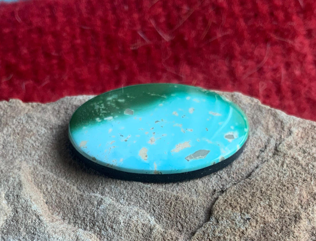 Beautiful Royston Turquoise Two Tone Green Large Oval Cabochon #R12