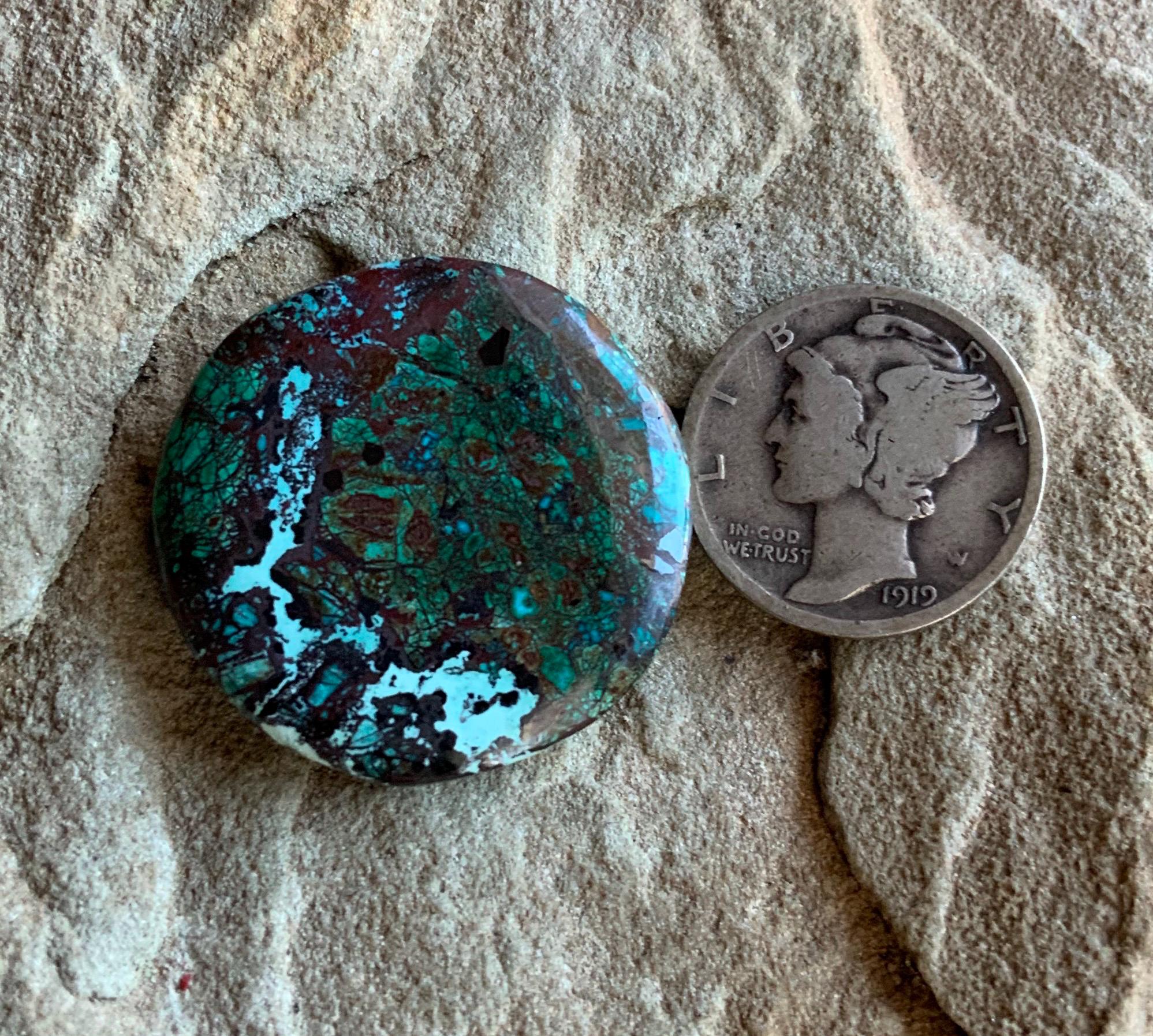Colorful Sonoran Sunrise Chrysocolla Cuprite Round Cabochon