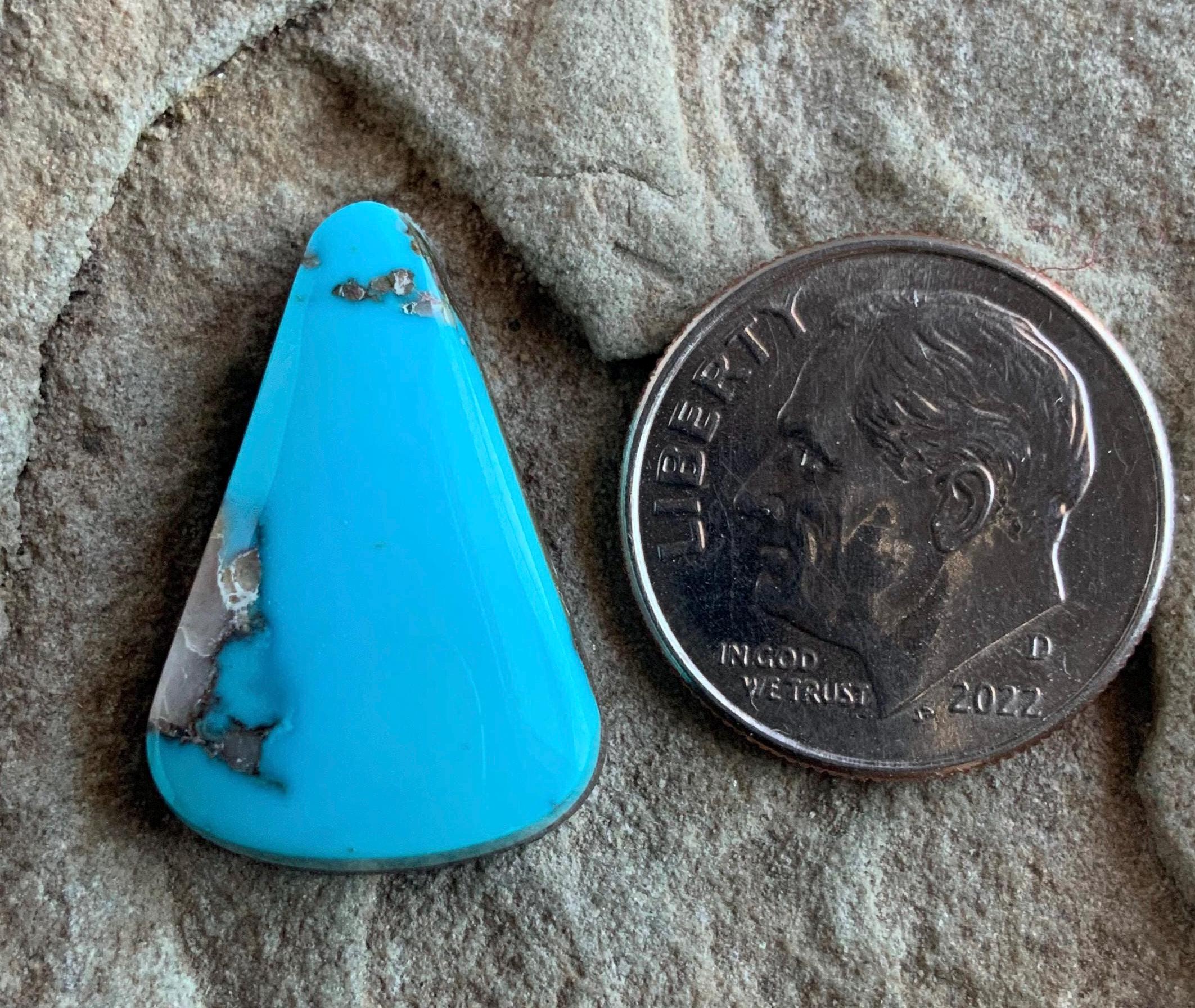 Ithaca Peak Turquoise Blue High Grade Triangle Cabochon With Pyrite and Quartz Inclusions