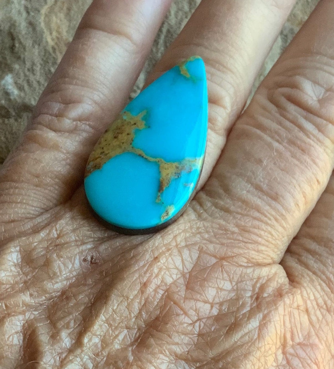 Natural Royston Turquoise Blue Teardrop Cabochon-Nevada Gemstone #R98