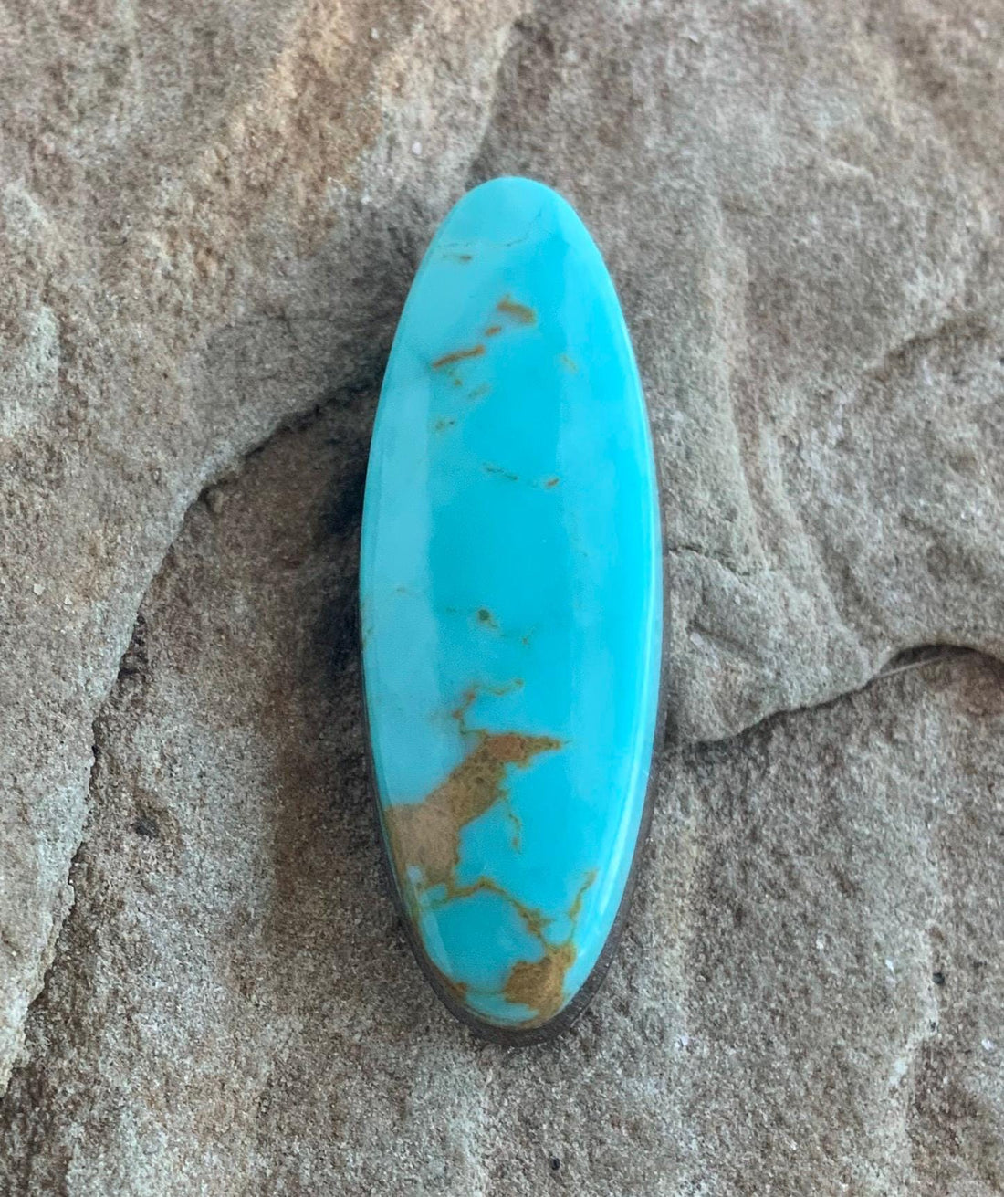 Beautiful Blue Natural Royston Turquoise Long Oval Cabochon