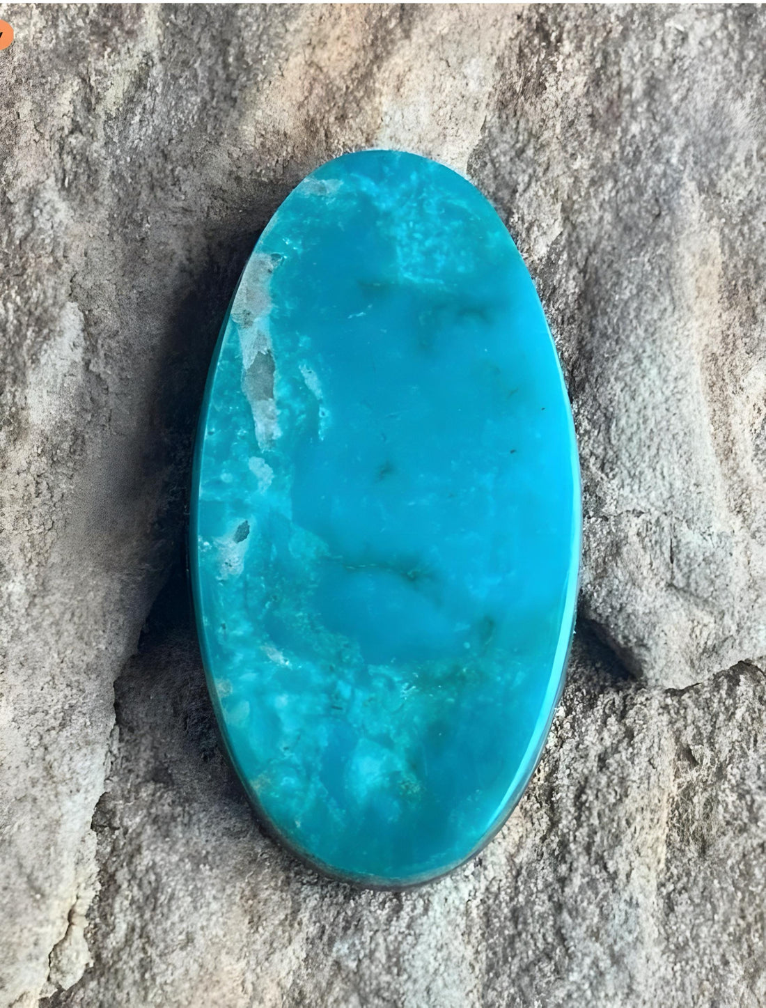Beautiful Turquoise Mountain Turquoise Oval Cabochon With Quartz Inclusions