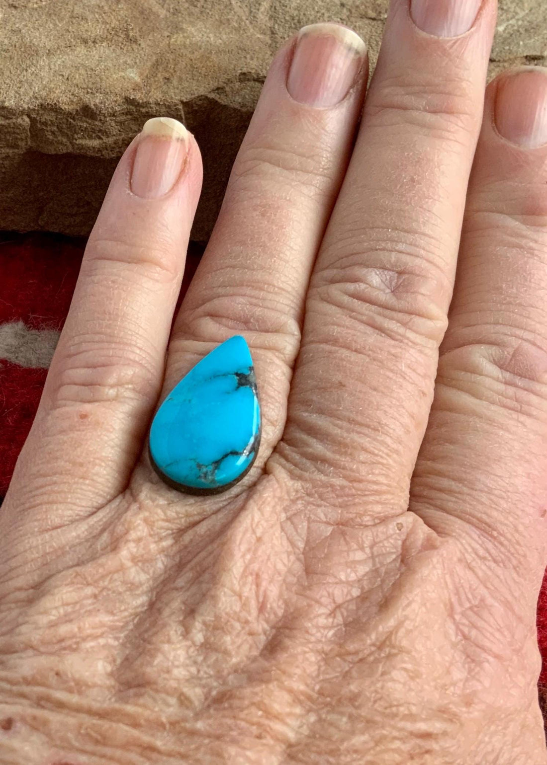 High Grade Blue Ithaca Peak Turquoise Teardrop Cabochon