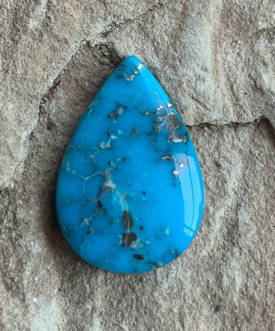 Ithaca Peak Turquoise High Grade Teardrop Cabochon #IP112
