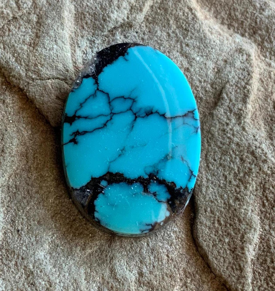 Beautiful High Grade Cloud Mountain Turquoise Oval Blue Cabochon