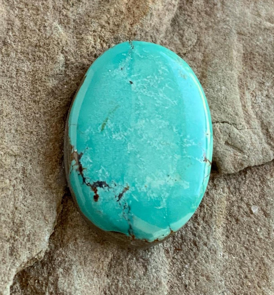 Beautiful Blue Number Eight Turquoise Oval Cabochon