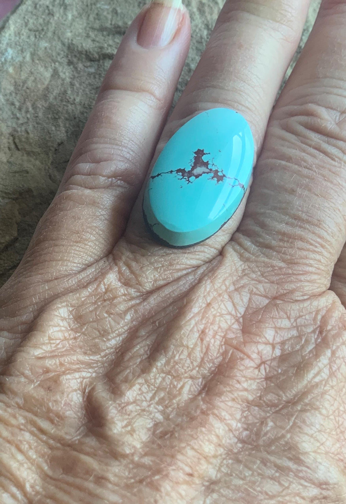 Beautiful Blue Oval Red River Turquoise Cabochon