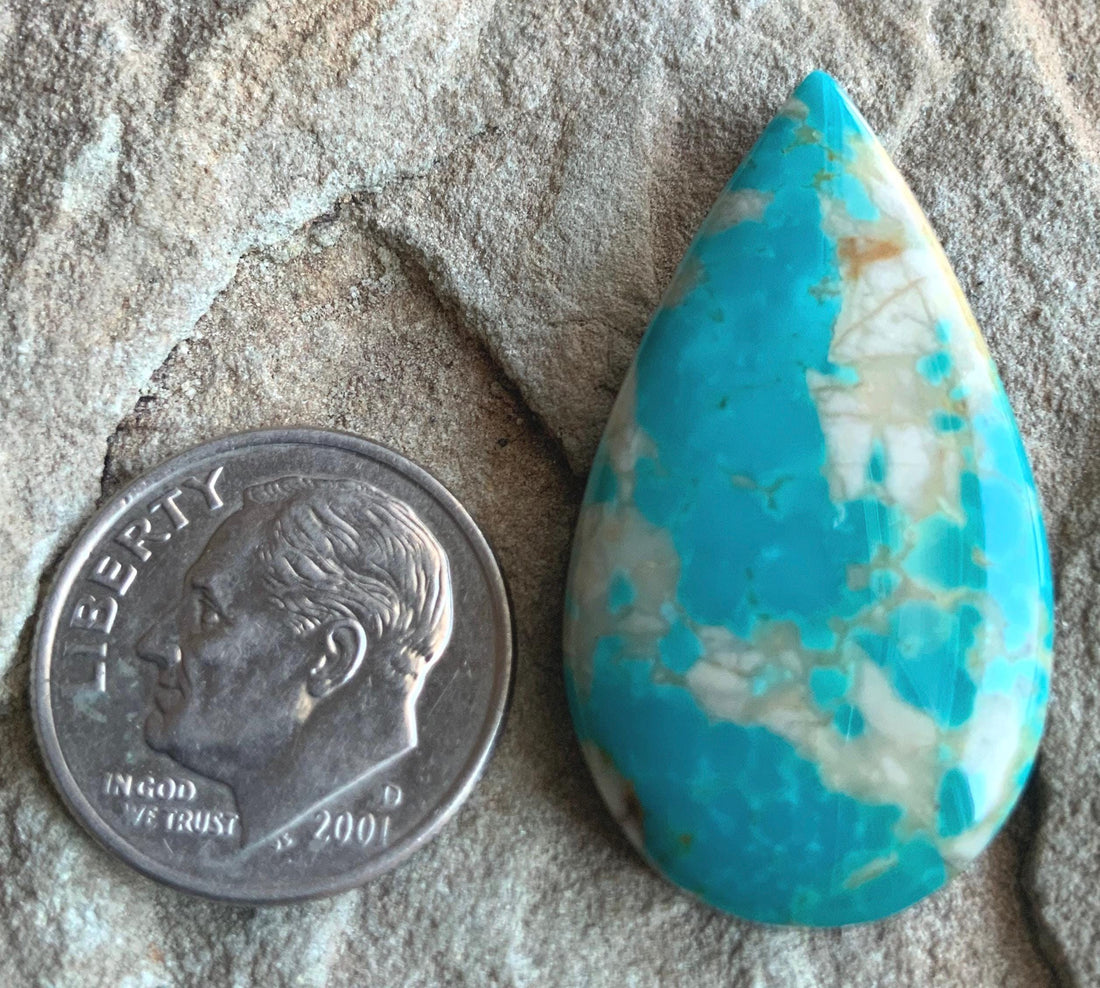 Royston Turquoise Blue Teardrop Cabochon or Polished Stone Cab