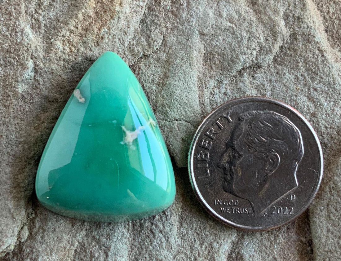 Gorgeous Natural Broken Arrow Variscite Thick Cut Triangle Cabochon