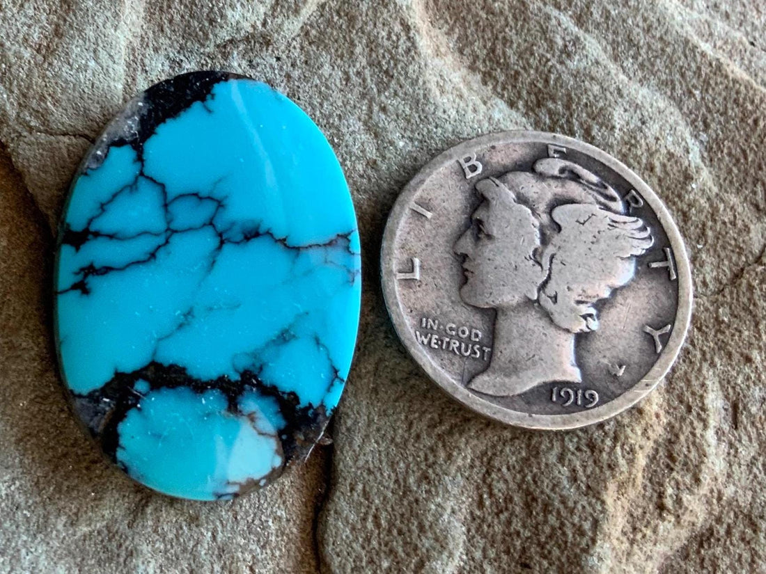 Beautiful High Grade Cloud Mountain Turquoise Oval Blue Cabochon