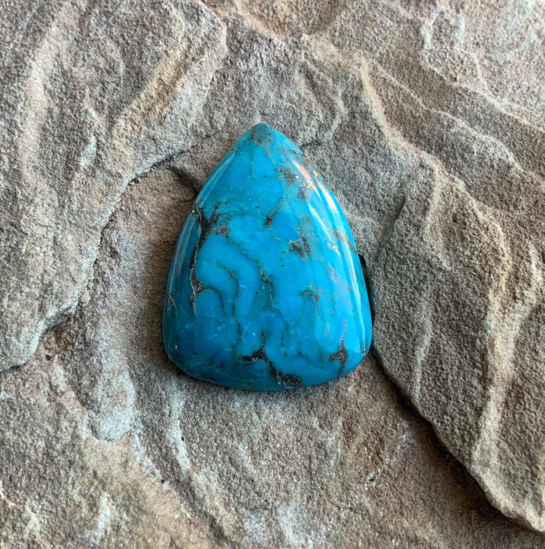 Beautiful Blue Morenci Turquoise Triangular Cabochon