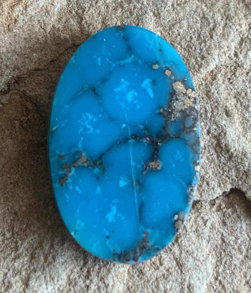 Ithaca Peak Turquoise High Grade Oval Cabochon With Silver Pyrite #105