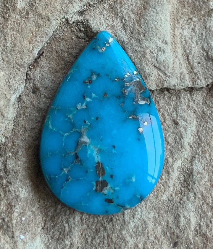 Beautiful High Grade Ithaca Peak Turquoise Teardrop Cabochon