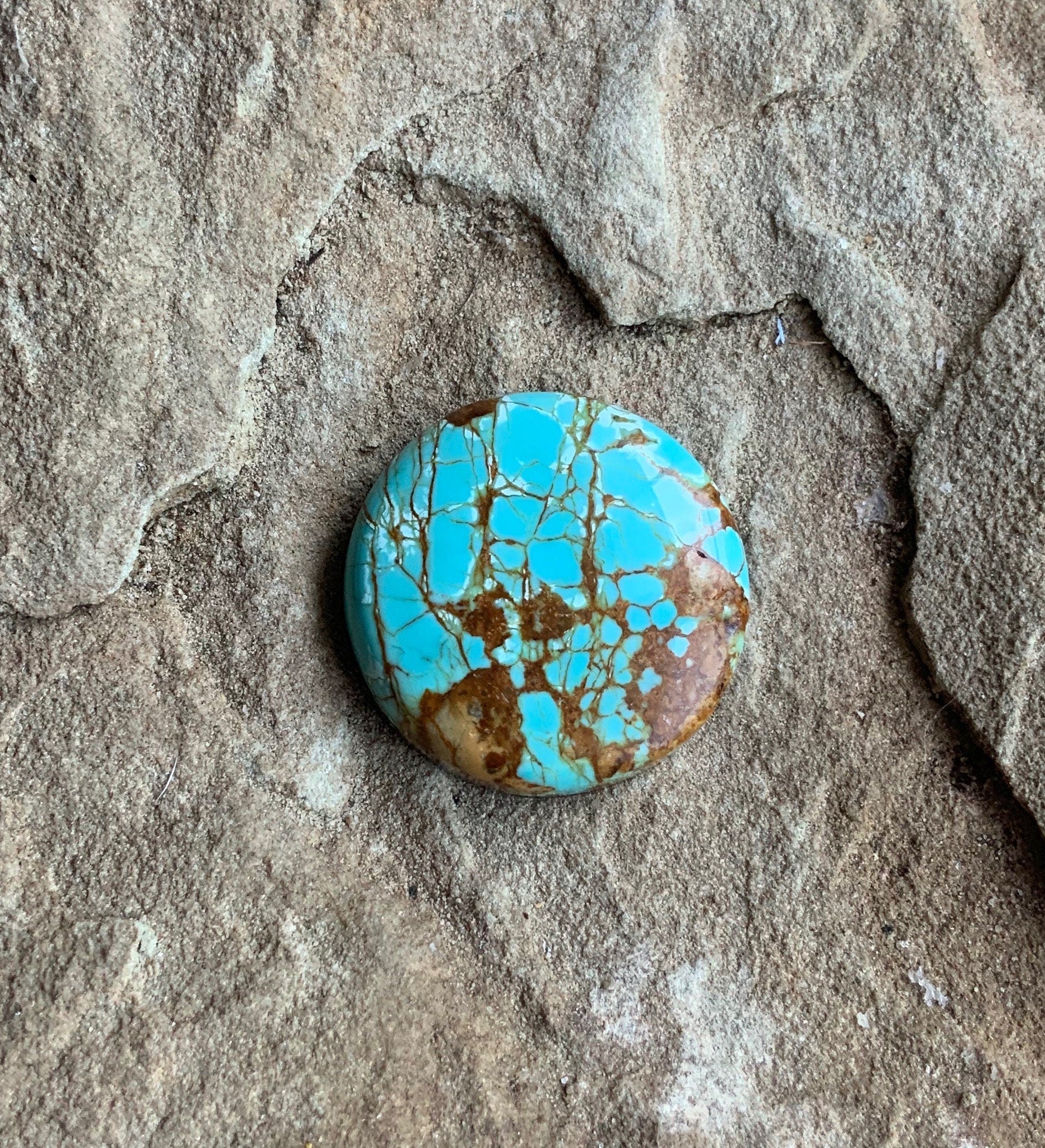 Beautiful Blue Number 8 Turquoise Round Cabochon