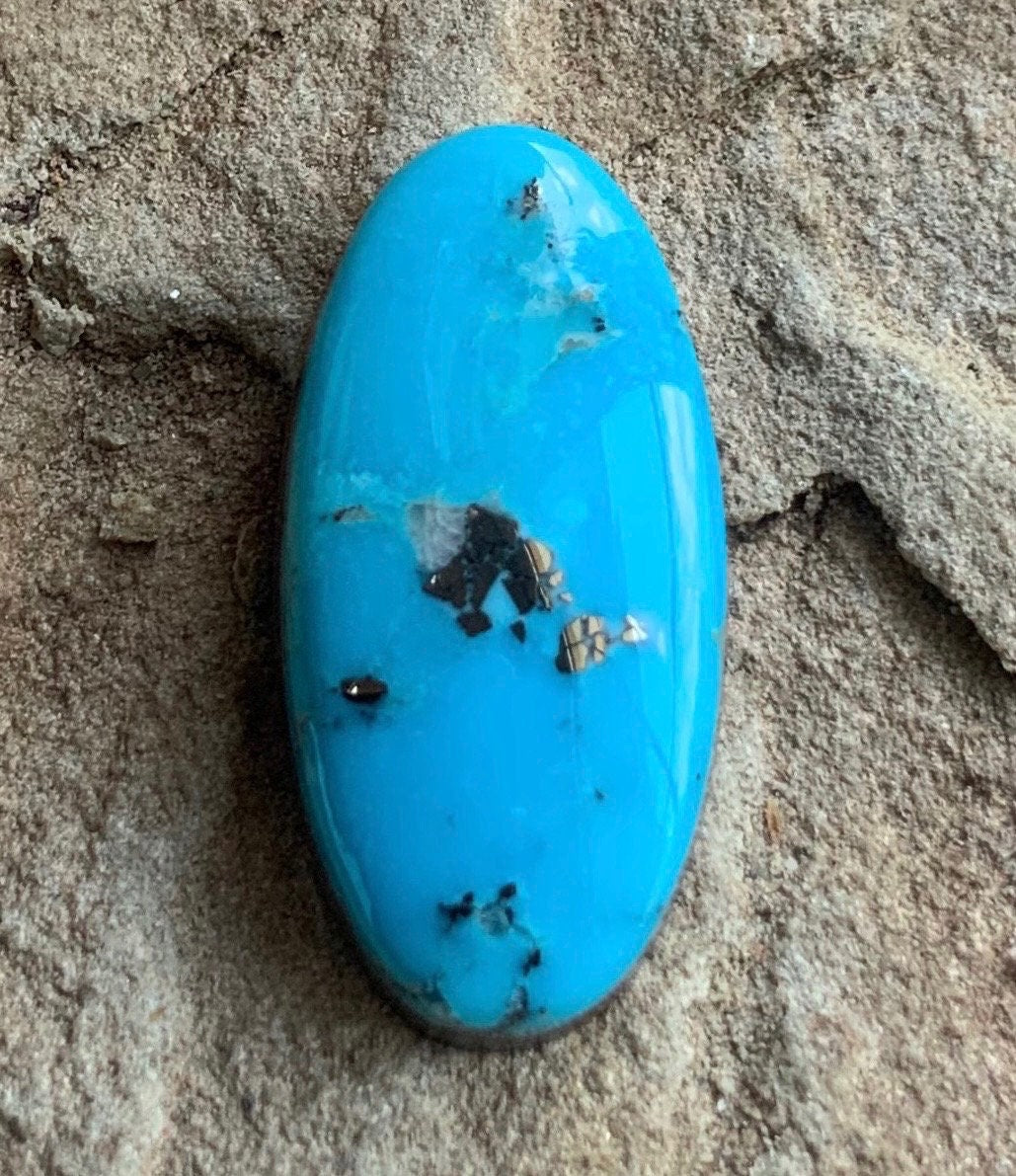 Ithaca Peak Turquoise Oval Cabochon With Silver Pyrite #IP135