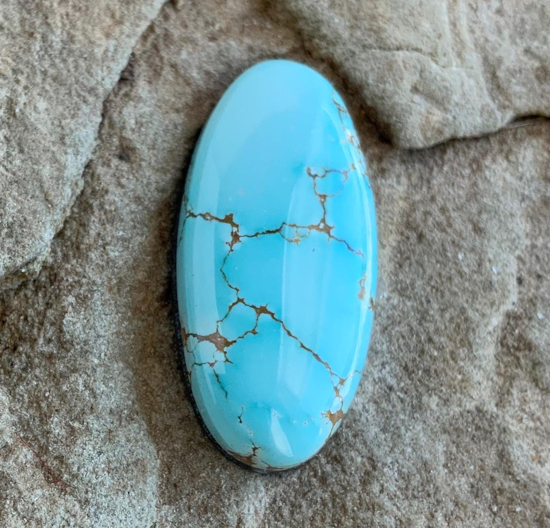 Beautiful Natural High Grade Number Eight Turquoise Oval Cabochon