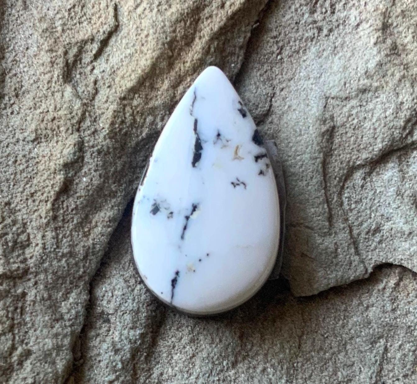 Beautiful Natural White Buffalo Teardrop Cabochon