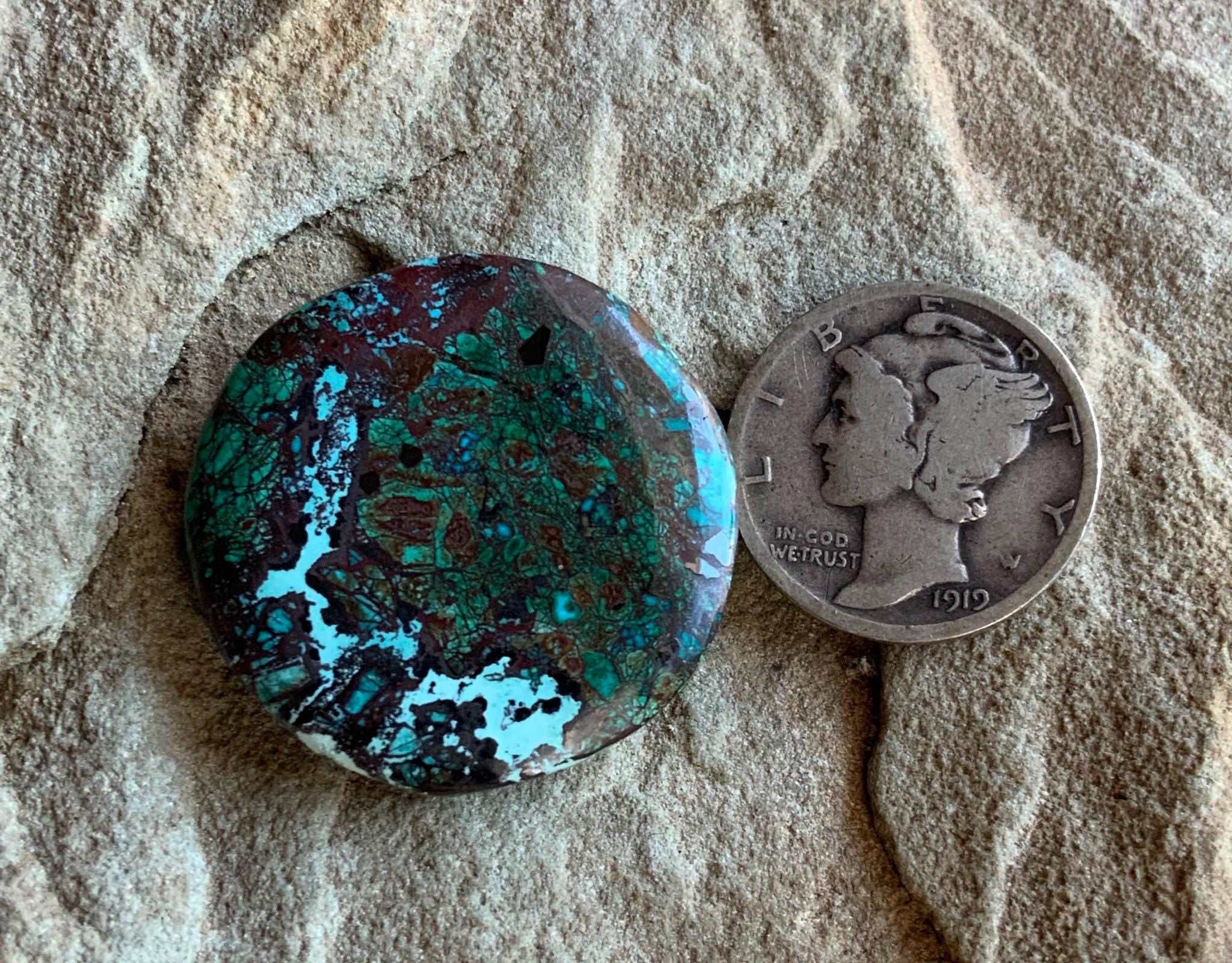 Colorful Sonoran Sunrise Chrysocolla Cuprite Round Cabochon