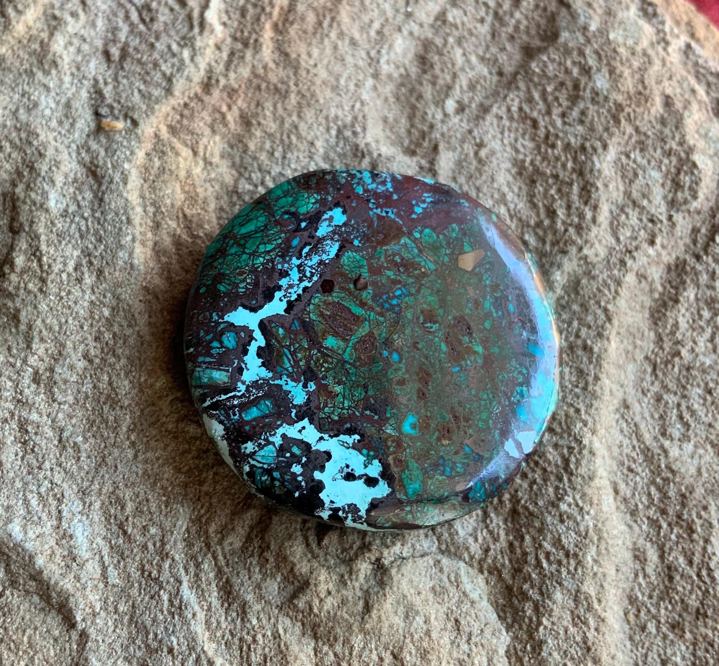 Colorful Sonoran Sunrise Chrysocolla Cuprite Round Cabochon