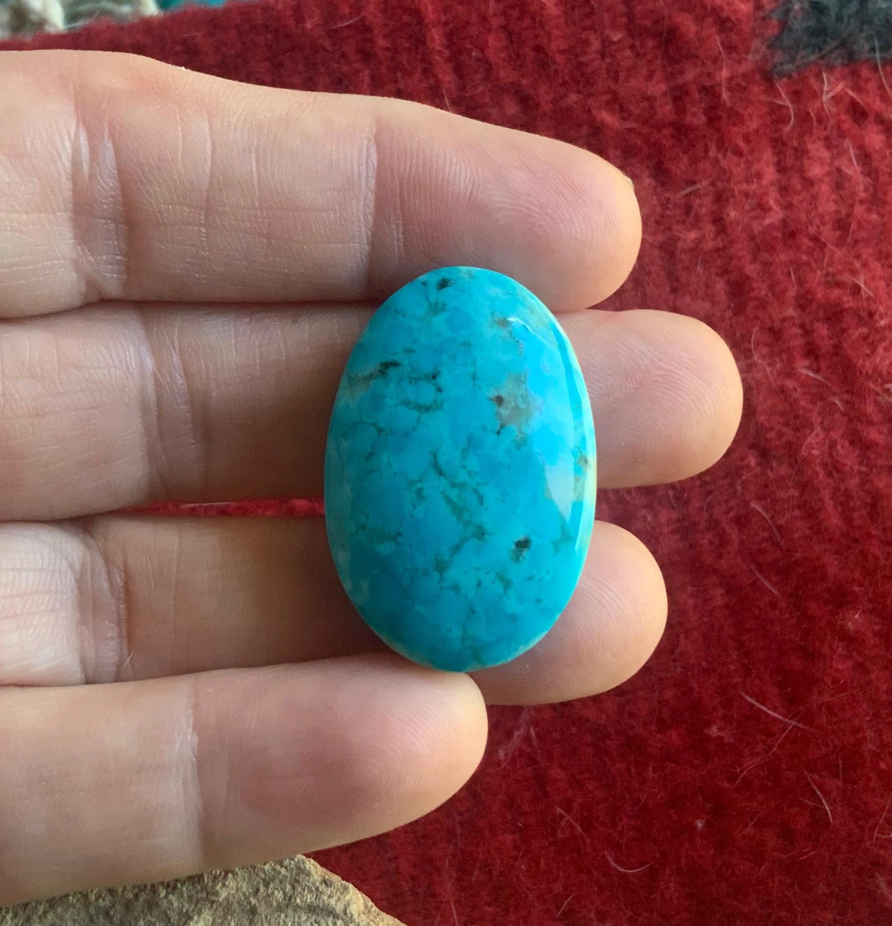 Beautiful Blue Royston Turquoise Thick Large Oval Cabochon #R36
