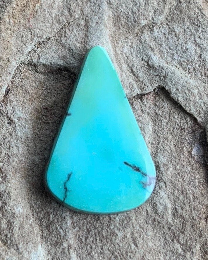 Beautiful Turquoise Mountain Turquoise  Elongated Triangular Cabochon