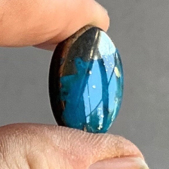 Ithaca Peak Turquoise High Grade Oval Cabochon With Pyrite-Arizona Gemstone #IP121